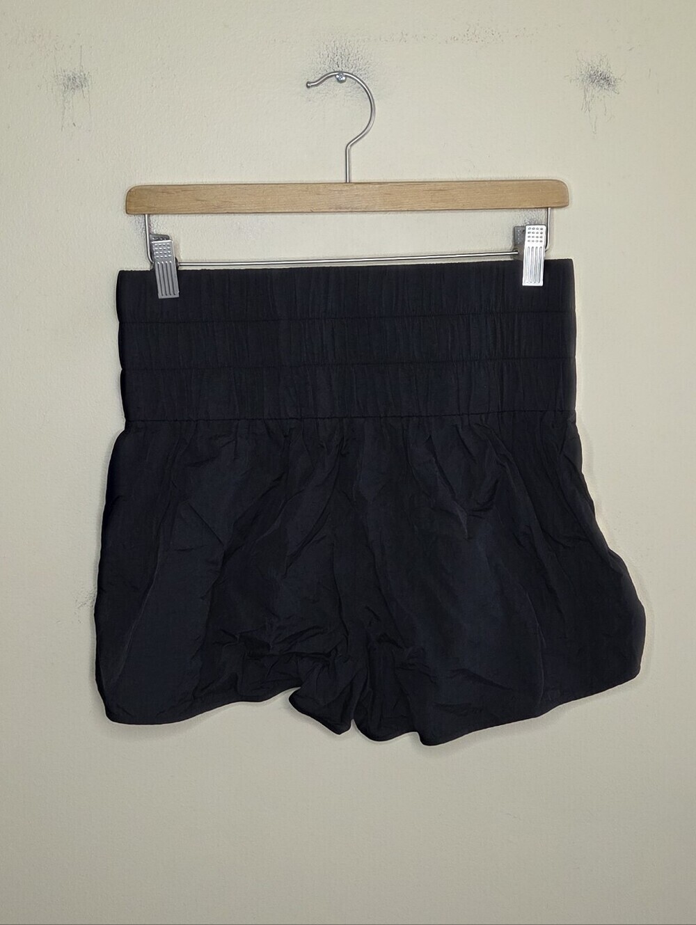 Shein Black High Rise Wide Waistband Crinkle Shorts Size Large Casual Summer